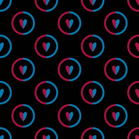 Hearts seamless pattern. White and red retro background. Abstract geometric shape texture. Design template for wallpaper,wrapping, textile. Vector Illustrationのイラスト素材