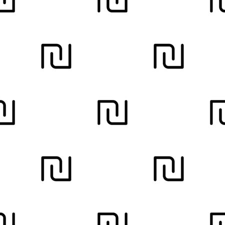 Sign shekel seamless pattern. White and black coin with shekel sign. Abstract geometric shape texture. Design template for wallpaper,wrapping, textile. Vector Illustrationのイラスト素材