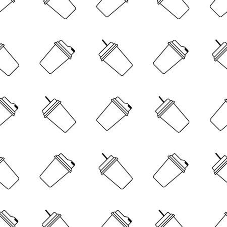 Paper or plastic cup with a drink seamless pattern. Background. Abstract geometric shape texture. Design template for wallpapers, wrapping, textile. Vector Illustrationのイラスト素材