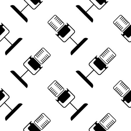 Microphone icon seamless pattern. White and black background. Abstract geometric shape texture. Design template for wallpaper,wrapping, textile. Vector Illustrationのイラスト素材