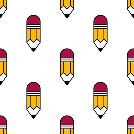 Pencil with eraser seamless pattern. Background. Abstract geometric shape texture. Design template for wallpapers,wrapping, textile. Vector Illustrationのイラスト素材
