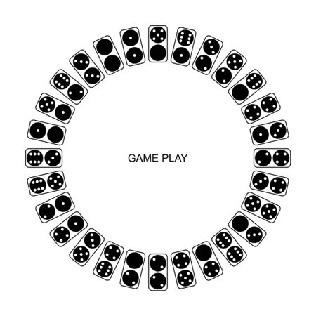 Circle of falling dominoes. Isolated on white background. Vector outline illustration. Top view. - Vectorのイラスト素材