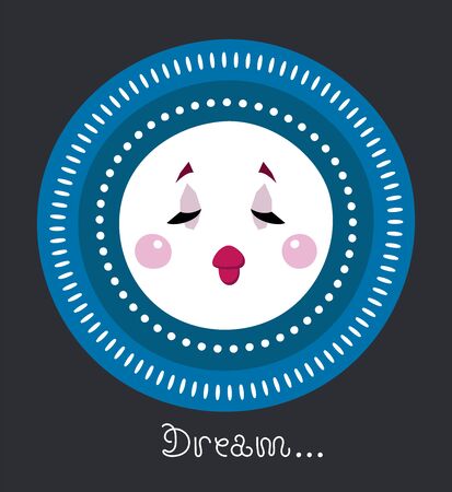 Kids illustration for design prints, cards and birthday invitations. Cartoon cute rosy white moon. Dream - Vector illustration.のイラスト素材