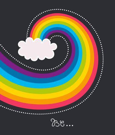 Kids illustration for design prints, cards and birthday invitations. Cartoon white cloud with a rainbow. Vector illustration.のイラスト素材