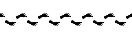 Flat linear design. The path of human footprints from feet without shoes. Human footprints isolated on a white background. Vector illustration.のイラスト素材