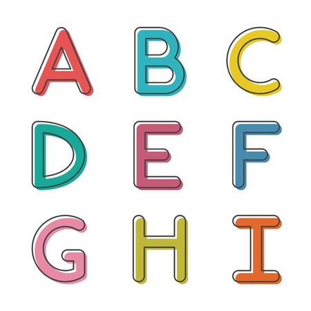 English alphabet. Card from a set for children's development and education. Vector illustration. Part 1.のイラスト素材