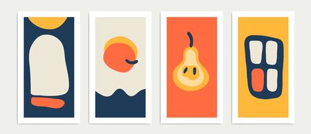 Collection of abstract background designs, shapes in trendy style. Story templates, winter sale, social media promotional content. Vector illustration.&#x9;のイラスト素材