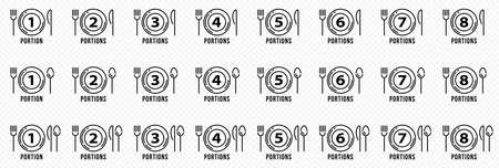 Concept for product packaging or menu. Labeling - no number of servings per dish. Serving utensils...