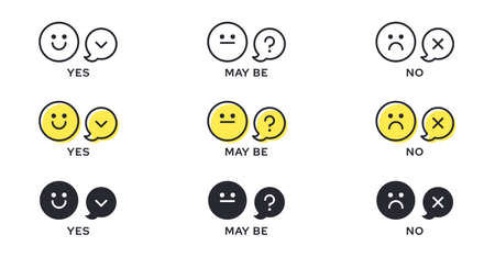 Emotion Icon Pack - Good, Bad, Maybe. Evaluation or rating - good, bad, neutral. Vector emotional...