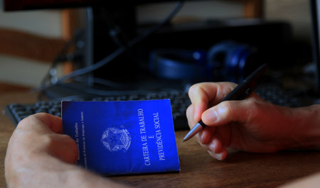 salvador, bahia / brazil - june 12, 2020: brazilian work permit is seen in the city of Salvador. ***...
