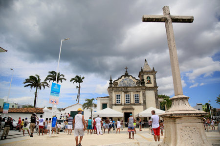 salvador, bahia, brazil - january 1, 2021: View of the Nossa Senhora de Boa Viagem church in the city of Salvador.のeditorial素材