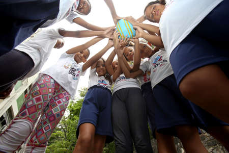 salvador, bahia / brazil - october 30, 2018: children participating in the social project A Hora da...