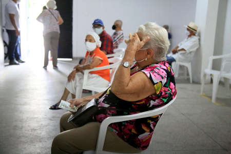 salvador, bahia, brazil - february 8, 2021: vaccination in the elderly over 90 years against...