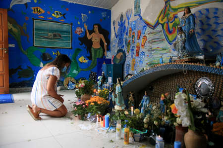 salvador, bahia, brazil - february 5, 2021: adherents of Candomble and admirers of the orisha...