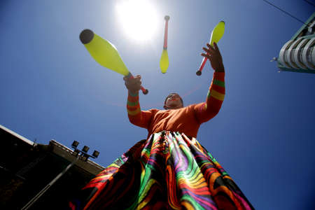 salvador, bahia / brazil - february 2, 2019: juggler is seen during a performance in the Ondina...