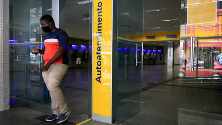 salvador, bahia, brazil - february 15, 2021: Banco do Brasil branch closed in downtown Salvador.のeditorial素材