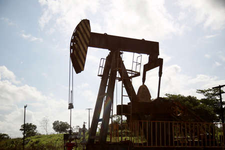 oil exploration machine is seen in Petrobras' field of action in the city of Mata de Sao Joao.