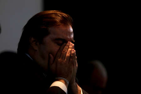 salvador, bahia / brazil - december 15, 2018: Rodrigo Maia, president of the Chamber of Deputies of Brazil, seen during an event in the city of Salvador.のeditorial素材