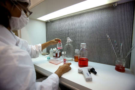 salvador, bahia / brazil - january 18, 2017: people is seen manipulating sample of medicametos...