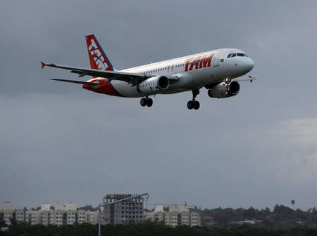 salvador, bahia / brazil - july 21, 2016: Airbus A321-231 from the airline Tam is seen flying in the...