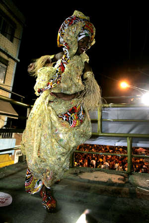 salvador, bahia / brazil - february 9, 2013: members of the carnival block Ile Aiye are seen during...