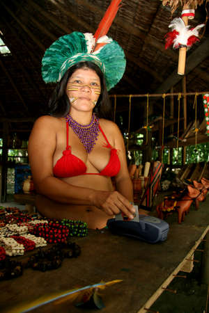 porto Seguro, bahia / brazil - february 21, 2008: india pataxo da audeia Jaqueira in the city of...