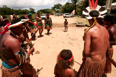 porto Seguro, bahia / brazil - december 20, 2010: Pataxo Indians are seen during a protest in a...