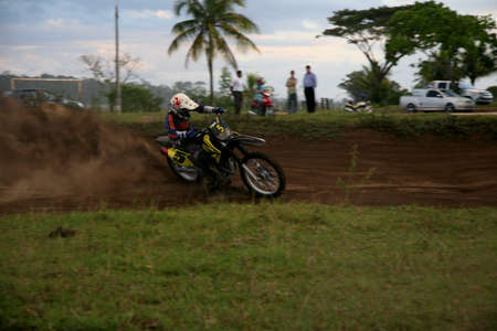 eunapolis, bahia / brazil - april 3, 2008: biker is seen during motocross training in the city of...