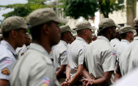 salvador, bahia / brazil - august 2, 2016: Soldiers from the Bahia Military Police are seen during a...