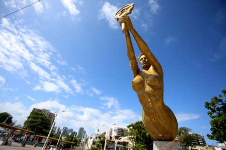 salvador, bahia / brazil - january 17, 2018: mermaid sculpture is seen in the Rio Vermelho neighborhood in the city of Salvador.のeditorial素材