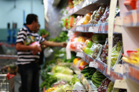 salvador, bahia / brazil - november 11, 2016: Customers are seen shopping at the supermarket in the city of Salvador.のeditorial素材
