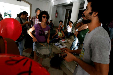 salvador, bahia / brazil - may 31, 2016: Students at the Federal University of Bahia use musical...