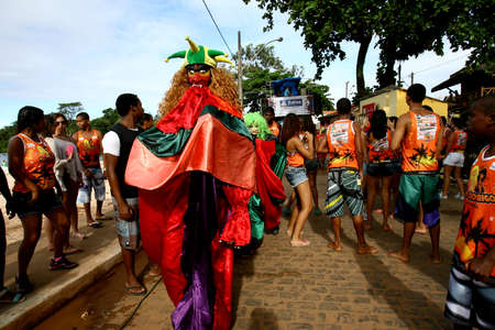 itacare, bahia, brazil - february 20, 2012: people are seen wearing masks during the carnival in the...