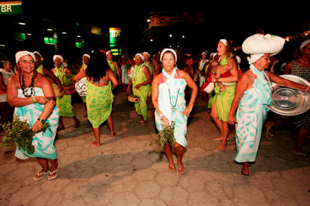 caravelas, bahia / brazil - february 13, 2010: members of the carnival block umbandaum are seen during a presentation in the city of caravelas.のeditorial素材