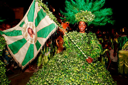 caravelas, bahia / brazil - february 22, 2009: Members of Irmaos Portela Samba School are seen...
