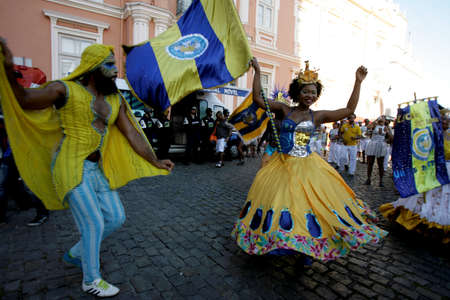 salvador, bahia / brazil - february 5, 2016: Members of Itapua United Samba School are seen during...