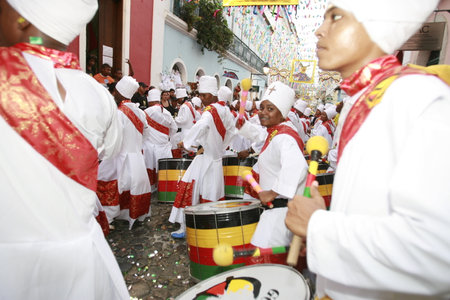 salvador, bahia / brazil - february 13, 2015: Members of the Olodum Band are seen during a...