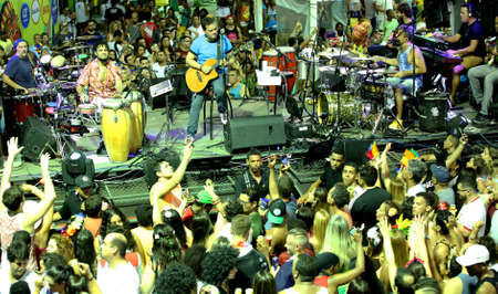 salvador, bahia / brazil - february 8, 2018: Alavonte band is seen during performance at Carnival...