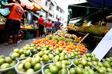 salvador, bahia / brazil - december 27, 2016: Fruits for sale at the Japan Fair in the Liberdade neighborhood of Salvador.のeditorial素材