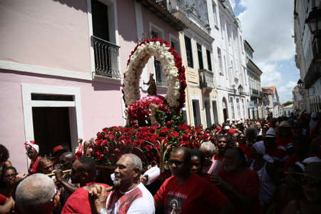 salvador, bahia / brazil - december 4, 2019: Devotees of Santa Barbara and Candombe supporters...