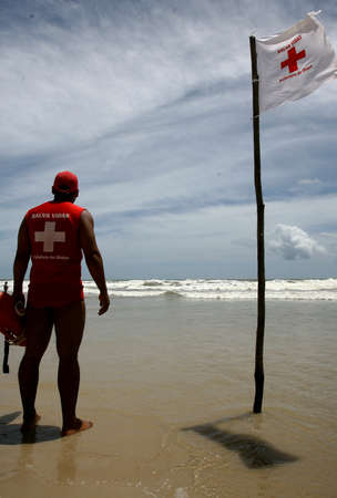ilheus, bahia / brazil - january 3, 2012: Lifeguards seen at Olivenca Beach in Ilheus.のeditorial素材