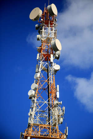 salvador, bahia / brazil - july 4, 2020: cell phone antenna and tv broadcast is seen in the Cabula neighborhood in the city of Salvador.のeditorial素材