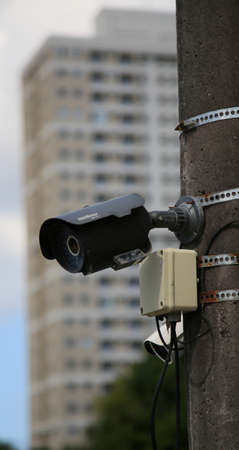 salvador, bahia / brazil - july 2, 2020: monitoring and security camera is seen in a residential...