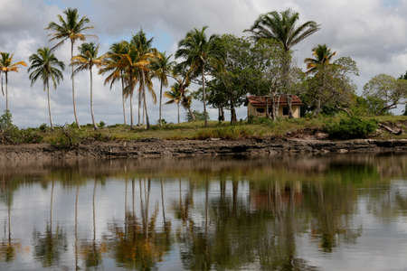 caravelas, bahia / brazil - march 25, 2008: fishing boats are seen near the port of the city of caravelas.のeditorial素材