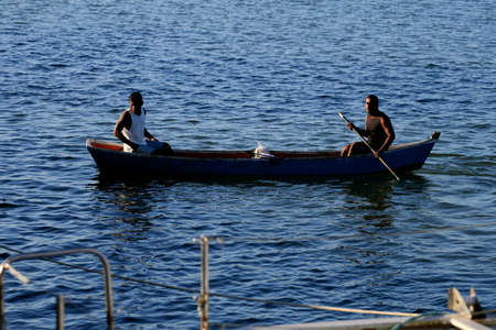 caravelas, bahia / brazil - march 25, 2008: fishing boats are seen near the port of the city of...