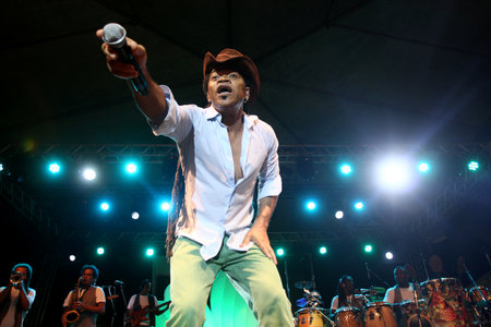 cairu, bahia / brazil - november 16, 2013: Singer Carlinhos Brown is spotted during concert on the Spring Festival stage in Morro de Sao Paulo.のeditorial素材