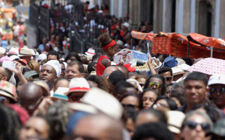 salvador, bahia / brazil - february 4, 2015: Catholics and Candomble supporters revere Santa Barbara - Iansa in syncretism - The party takes place at Largo do Pelourinho in Salvador.のeditorial素材