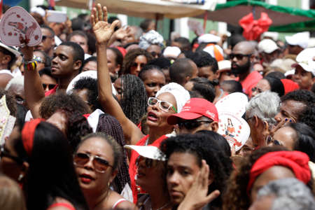 salvador, bahia / brazil - february 4, 2015: Catholics and Candomble supporters revere Santa Barbara - Iansa in syncretism - The party takes place at Largo do Pelourinho in Salvador.のeditorial素材