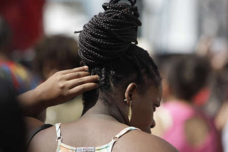 salvador, bahia / brazil - february 4, 2015: Catholics and Candomble supporters revere Santa Barbara - Iansa in syncretism - The party takes place at Largo do Pelourinho in Salvador.のeditorial素材