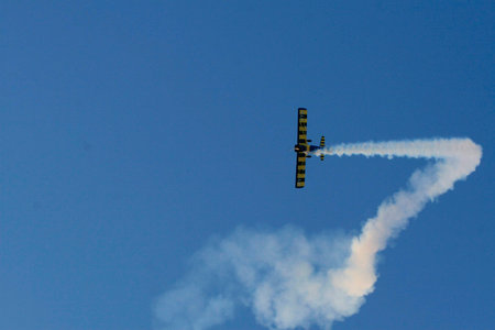 porto Seguro, bahia / brazil - october 25, 2008: Small aircraft is seen during maneuvers at an air...
